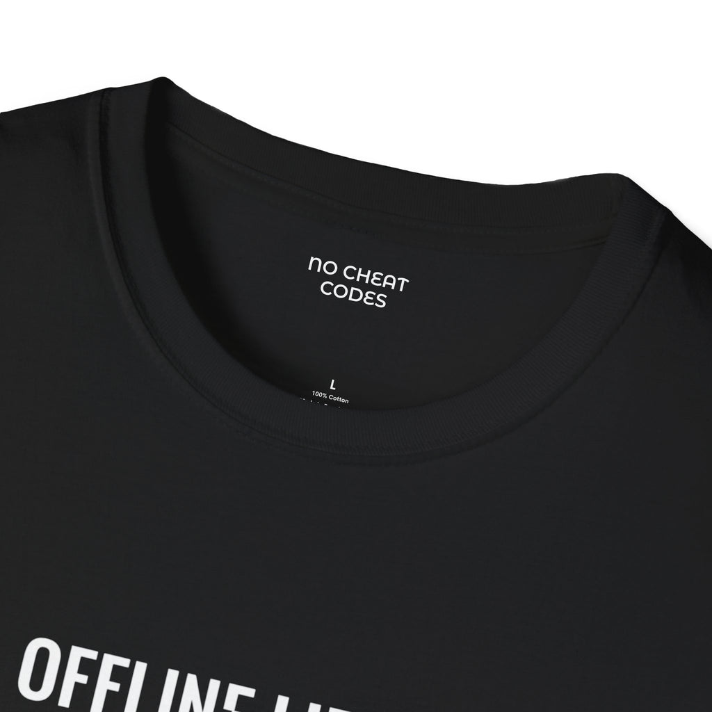 Offline Lifting, Online Grinding - Classic White Tee — Lightweight Plain Crewneck T-Shirt