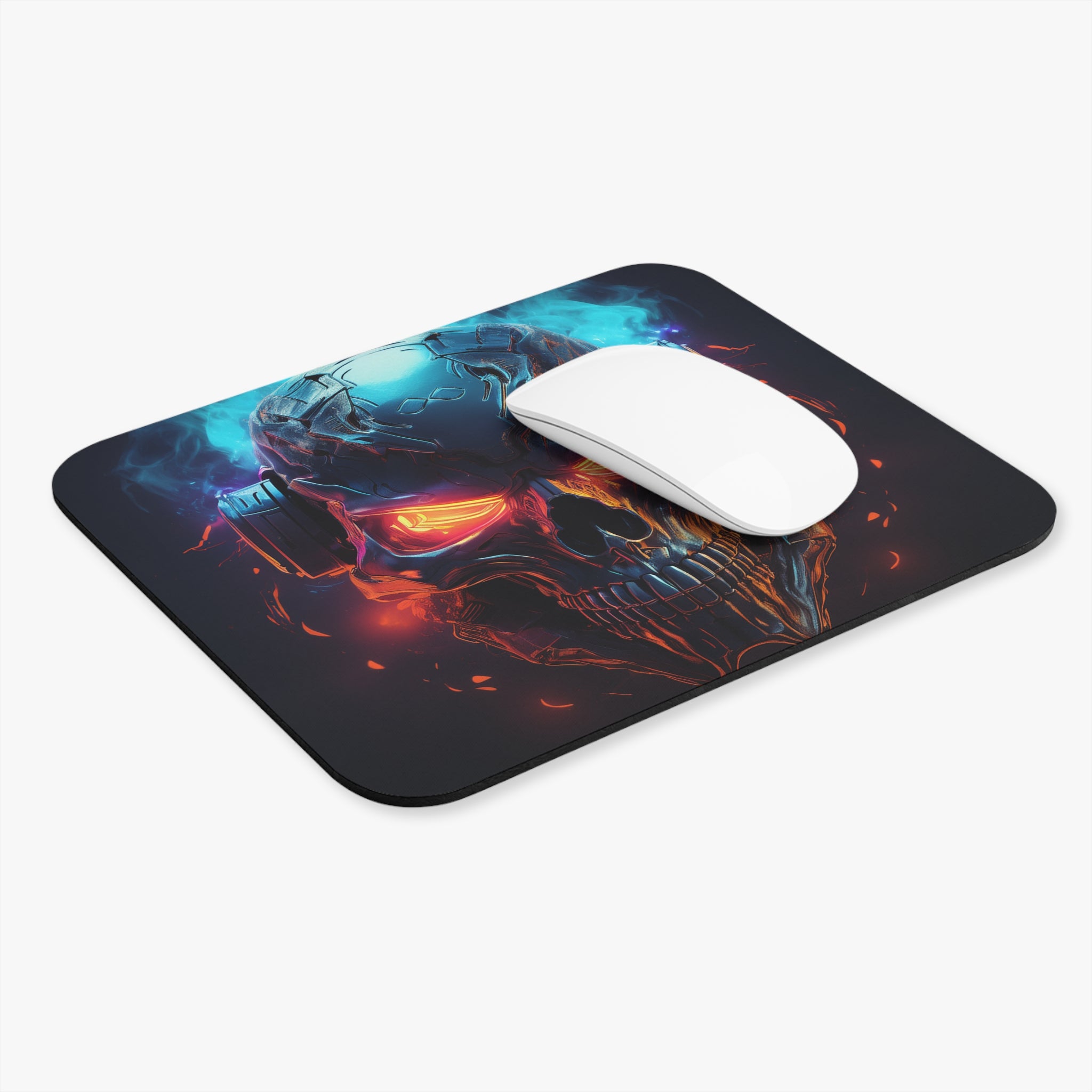 Gaming Mouse Pad — Neon Flaming Skull with Headphones