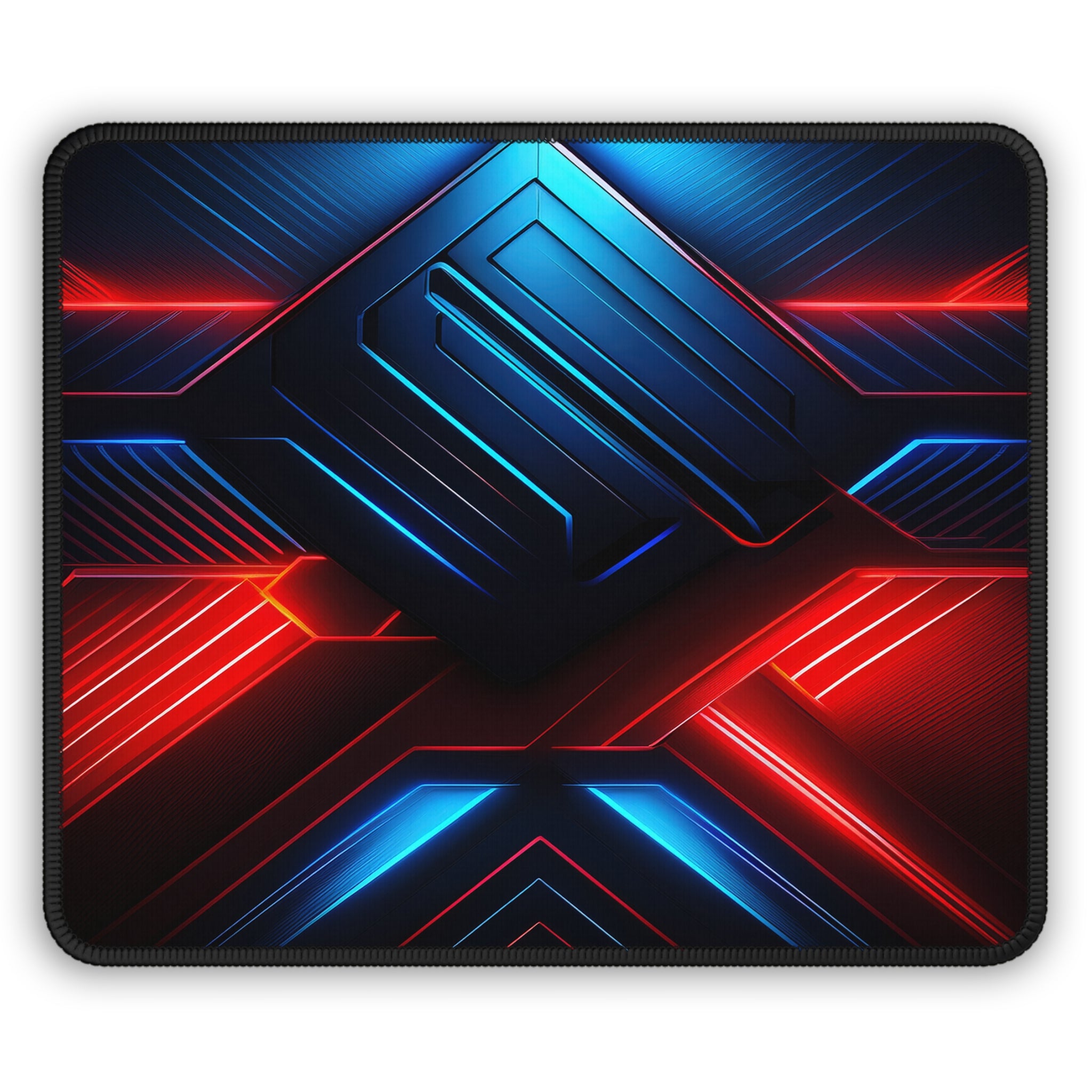 Gaming Mouse Pad — Neon Red & Blue Cyber Tech Desk Mat