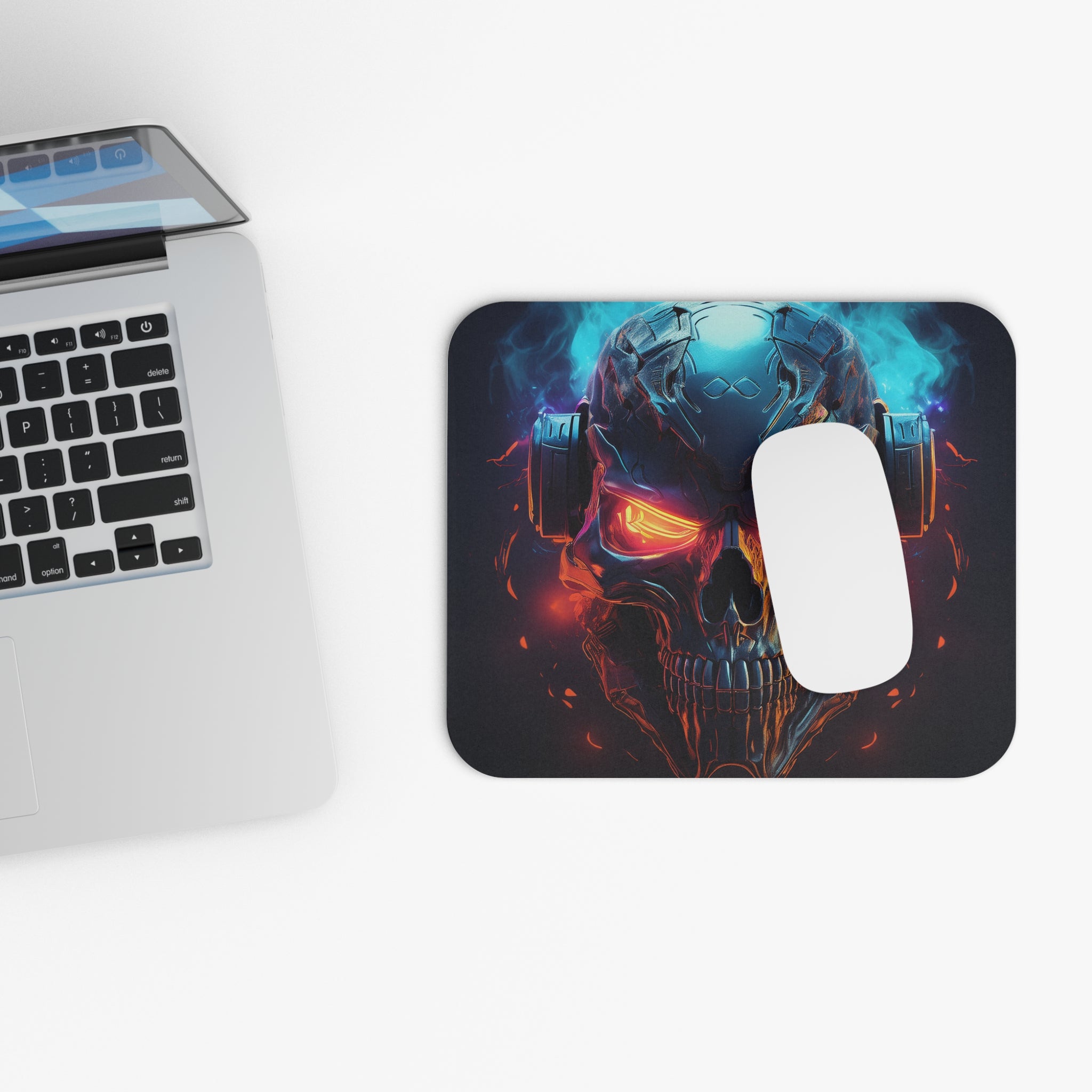 Gaming Mouse Pad — Neon Flaming Skull with Headphones