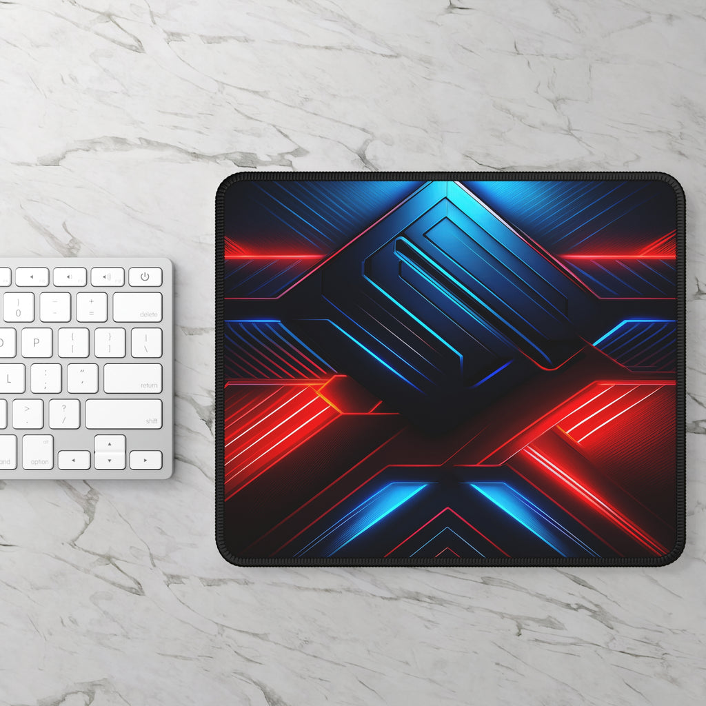 Gaming Mouse Pad — Neon Red & Blue Cyber Tech Desk Mat