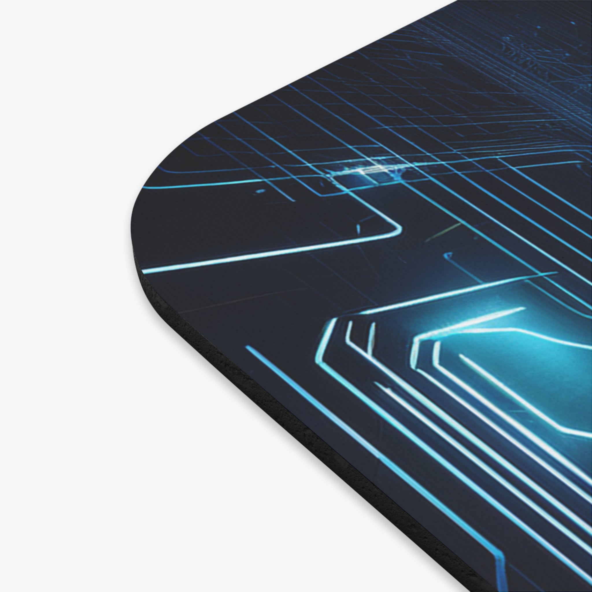 Futuristic Circuit Board Mouse Pad — Neon Blue Tech Gaming Desk Mat
