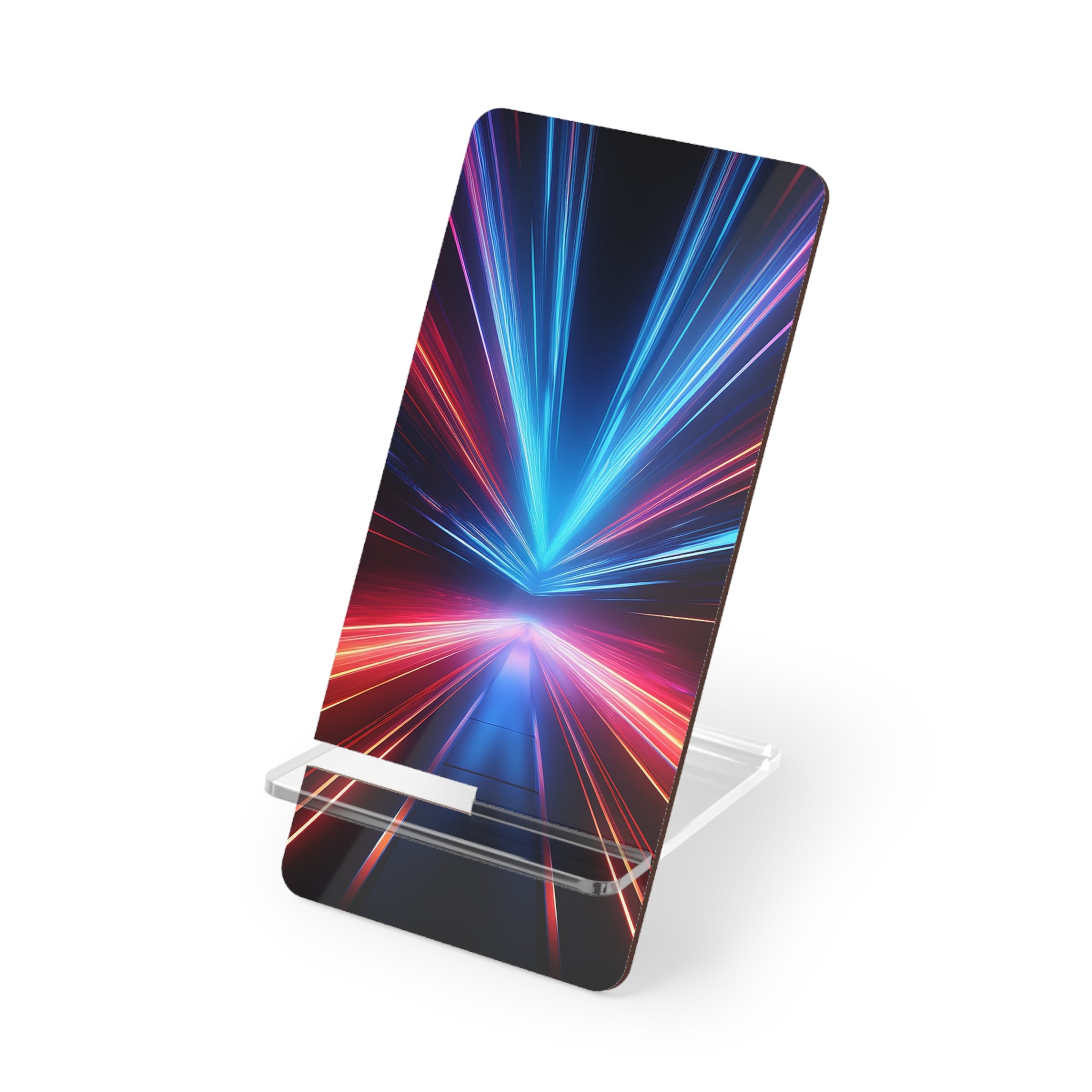 Acrylic Phone Stand with Neon Light Burst Design — Foldable Mobile Display Stand