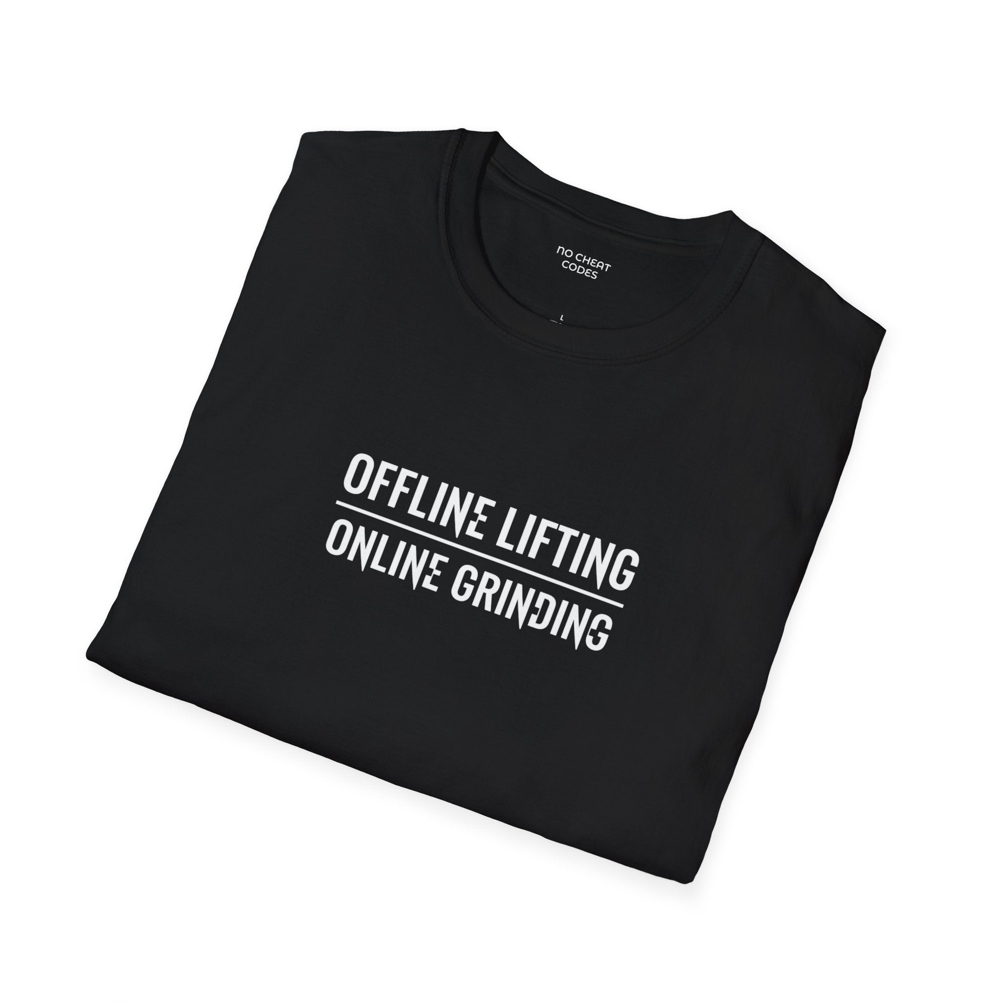 Offline Lifting, Online Grinding - Classic White Tee — Lightweight Plain Crewneck T-Shirt