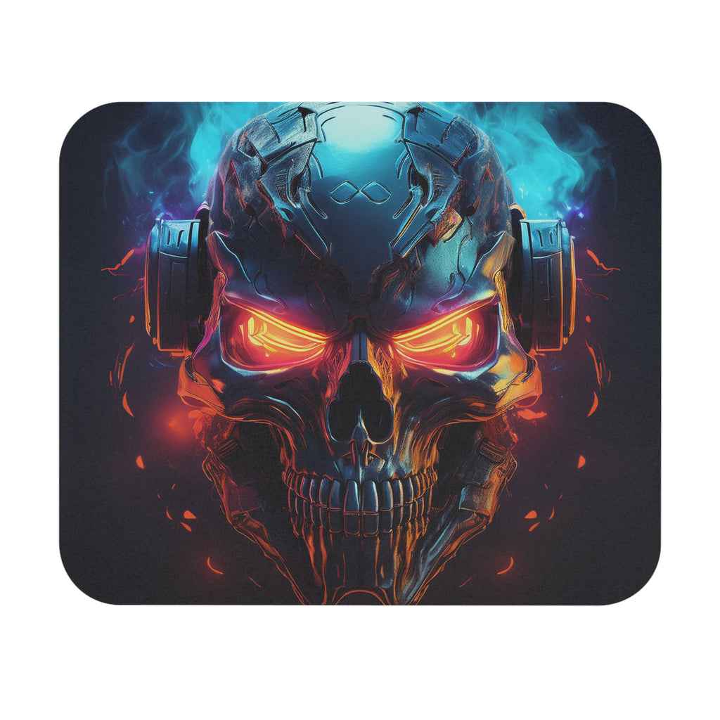 Gaming Mouse Pad — Neon Flaming Skull with Headphones